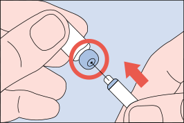 Figure D: Image of inserting syringe needle into Glucagon vial